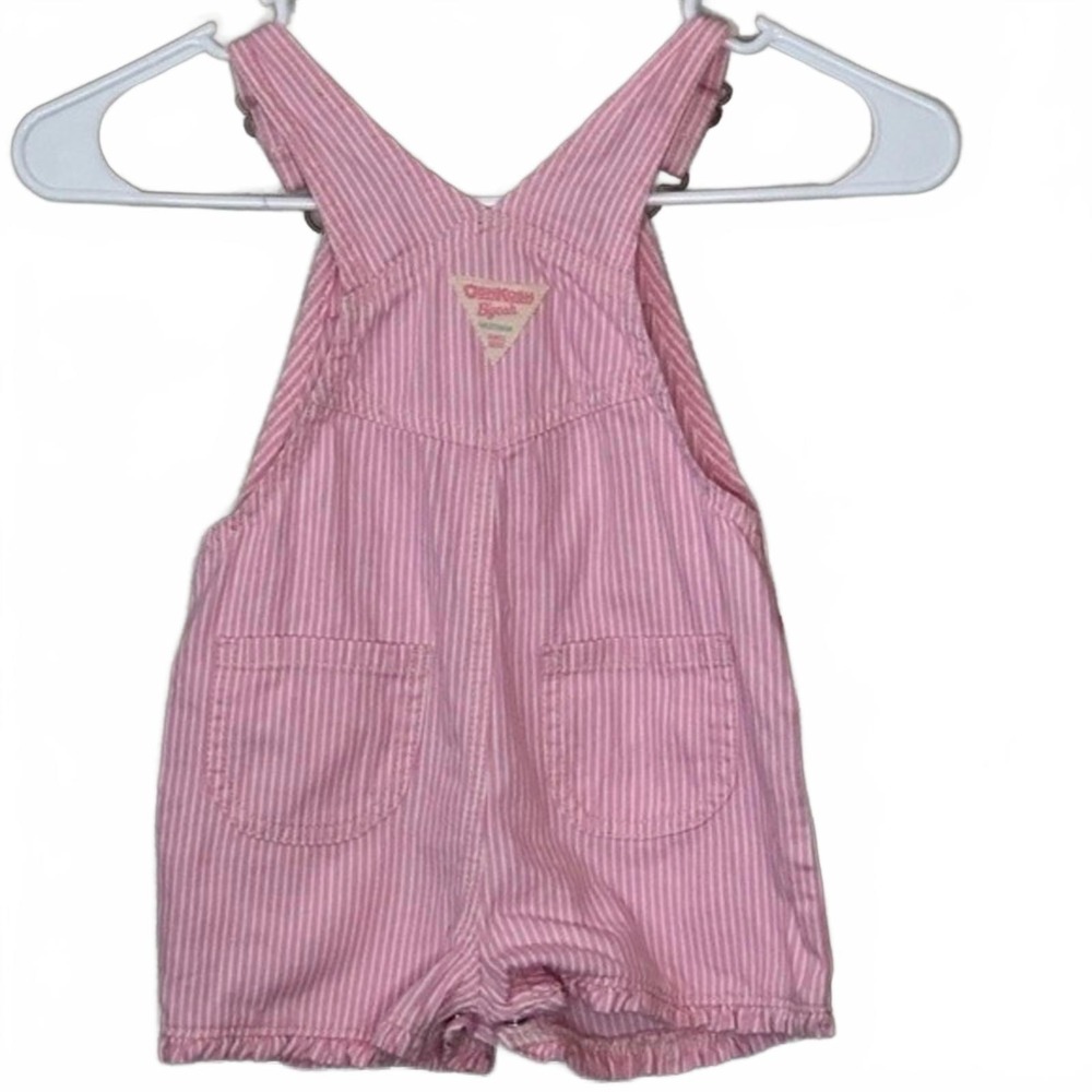 Oshkosh pink striped 24 months overall shorts baby‎ - Picture 5 of 7